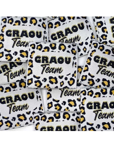 Lot de 5 étiquettes tissées à coudre Graou Team lurex
