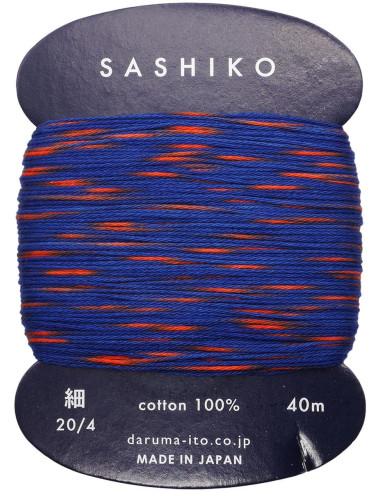 Fil sashiko Daruma Kasuri multicolore 2 couleurs 40 m