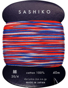 Fil sashiko Daruma Kasuri multicolore 3 couleurs 40 m