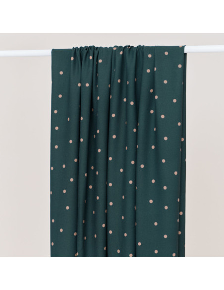 Tissu crêpe de viscose Jolly Dots - Vert bouteille