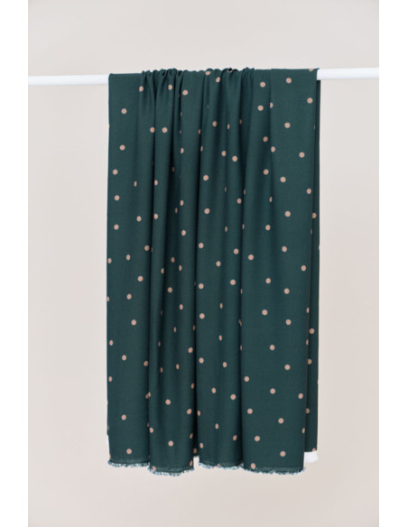 Tissu crêpe de viscose Jolly Dots - Vert bouteille