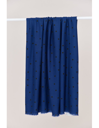 Tissu crêpe de viscose Jolly Dots - Bleu cobalt