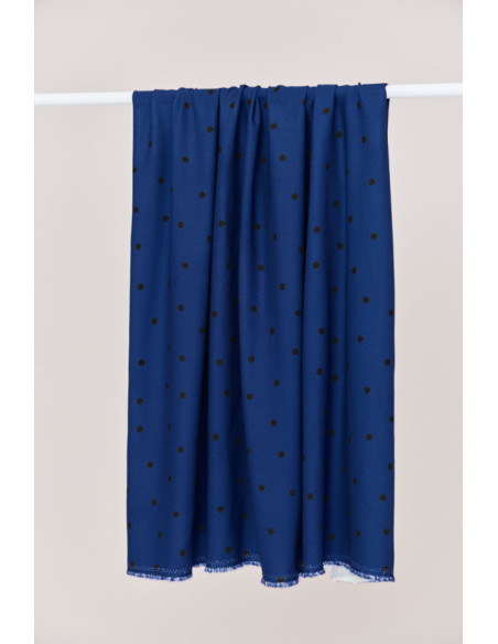 Tissu crêpe de viscose Jolly Dots - Bleu cobalt