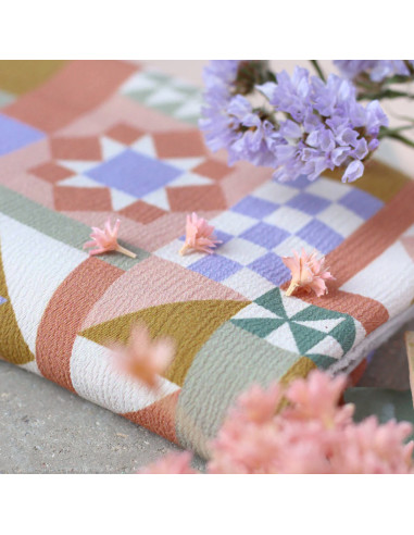 Tissu crêpe Marocain de viscose Patchwork Mauve - La Maison Naïve