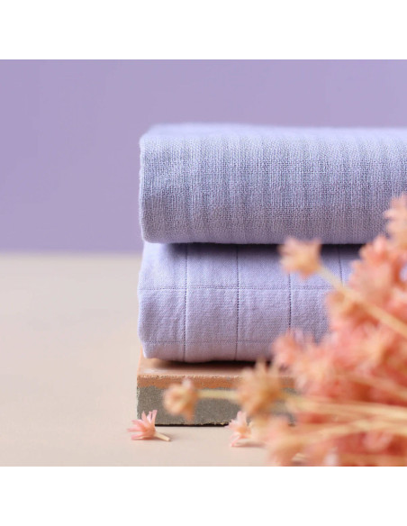 Tissu coton tissé petits carreaux Mauve - La Maison Naïve