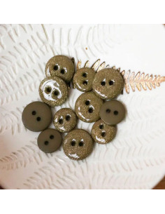 Bouton glitter 2 trous - Kaki
