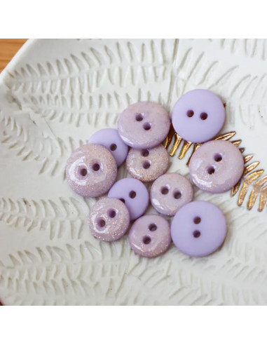 Bouton glitter 2 trous - Lilas