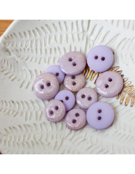 Bouton glitter 2 trous - Lilas