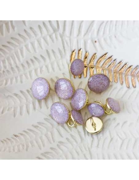 Bouton de bottine pailleté or - Lilas