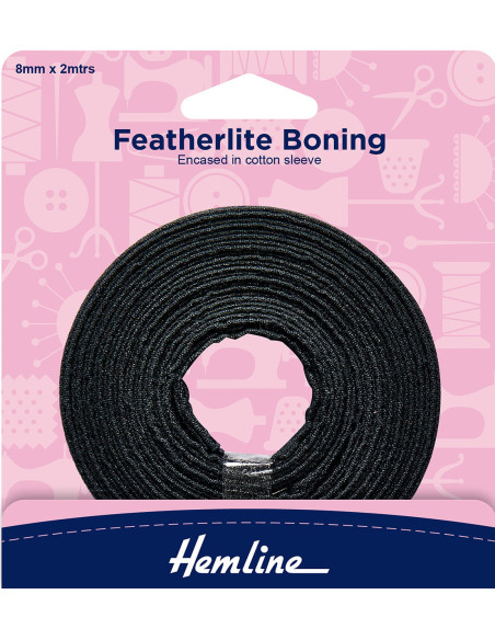 Baleine noire recouverte 8 mm x 2 m
