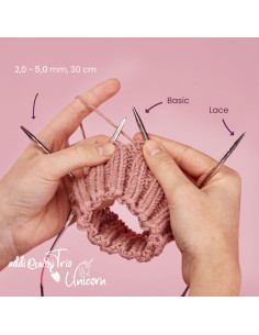 Set d´aiguilles addiCraSyTrio Unicorn Long 2