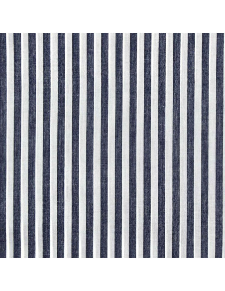 Tissu popeline de coton - Rayures larges - Bleu marine