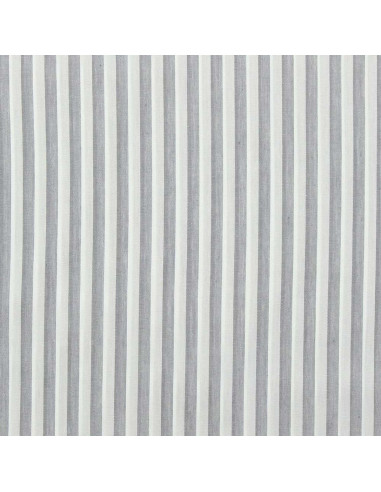 Tissu popeline de coton - Rayures larges - Gris