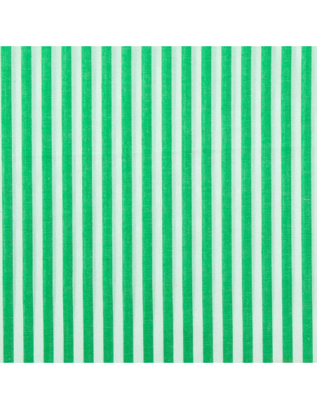 Tissu popeline de coton - Rayures larges - Vert