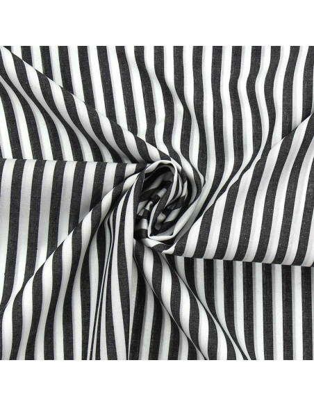 Tissu popeline de coton - Rayures larges - Gris foncé