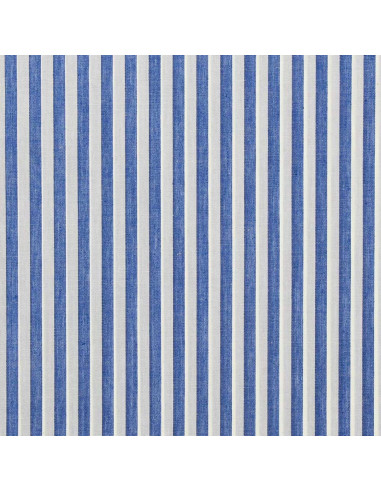 Tissu popeline de coton - Rayures larges - Bleu