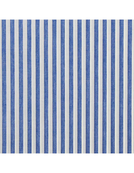 Tissu popeline de coton - Rayures larges - Bleu