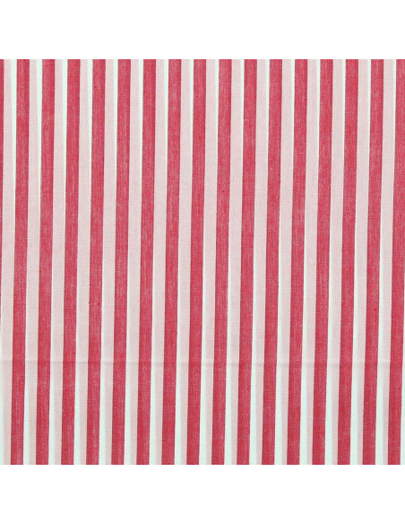 Tissu popeline de coton - Rayures larges - Rouge cerise