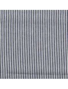 Tissu popeline de coton - Rayures fines - Bleu marine 2