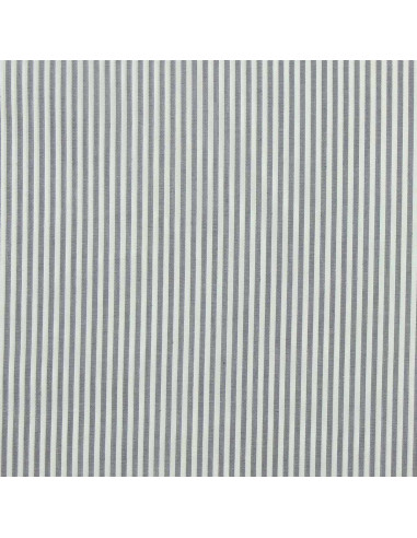 Tissu popeline de coton - Rayures fines - Gris