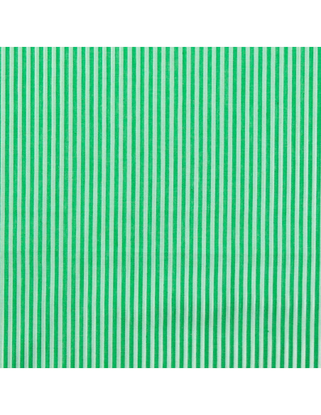 Tissu popeline de coton - Rayures fines - Vert