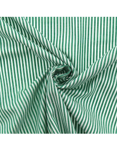 Tissu popeline de coton - Rayures fines - Vert foncé