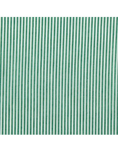 Tissu popeline de coton - Rayures fines - Vert foncé