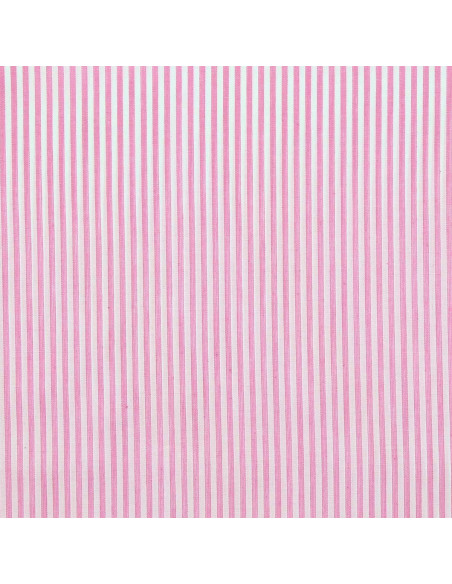 Tissu popeline de coton - Rayures fines - Rose