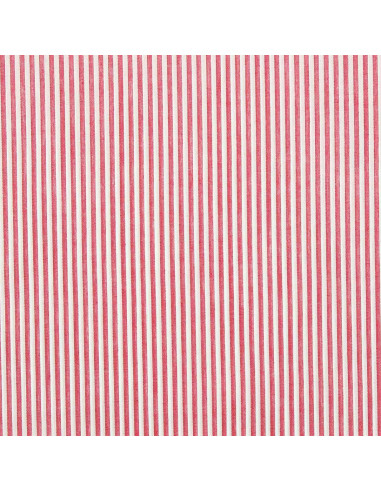 Tissu popeline de coton - Rayures fines - Rouge cerise