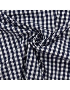 Tissu popeline de coton - Vichy grands carreaux - Bleu marine