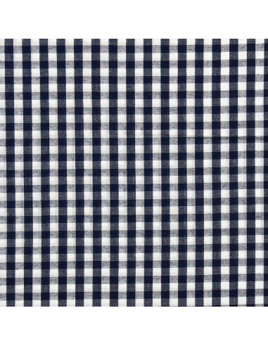 Tissu popeline de coton - Vichy grands carreaux - Bleu marine