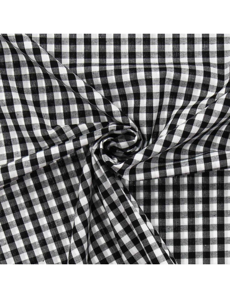 Tissu popeline de coton - Vichy grands carreaux - Noir