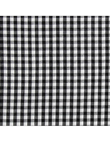 Tissu popeline de coton - Vichy grands carreaux - Noir