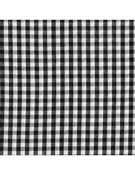 Tissu popeline de coton - Vichy grands carreaux - Noir