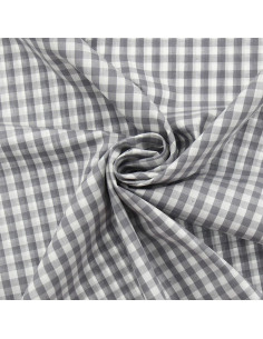 Tissu popeline de coton - Vichy grands carreaux - Gris