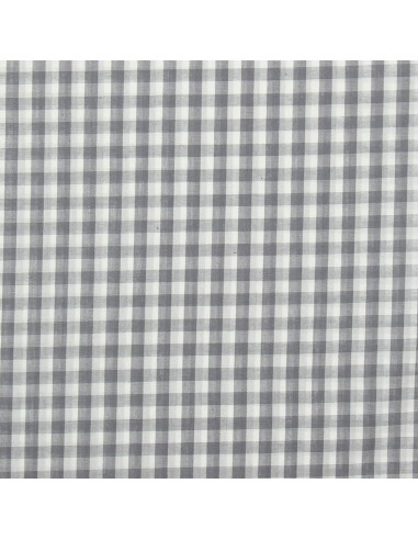 Tissu popeline de coton - Vichy grands carreaux - Gris