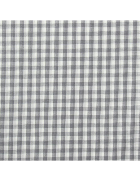 Tissu popeline de coton - Vichy grands carreaux - Gris