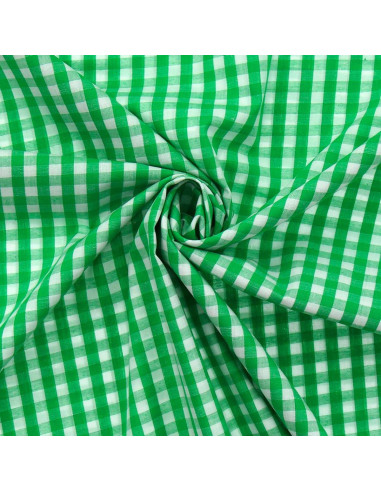 Tissu popeline de coton - Vichy grands carreaux - Vert