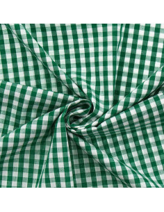 Tissu popeline de coton - Vichy grands carreaux - Vert foncé