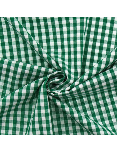 Tissu popeline de coton - Vichy grands carreaux - Vert foncé