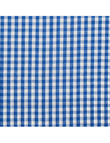Tissu popeline de coton - Vichy grands carreaux - Bleu