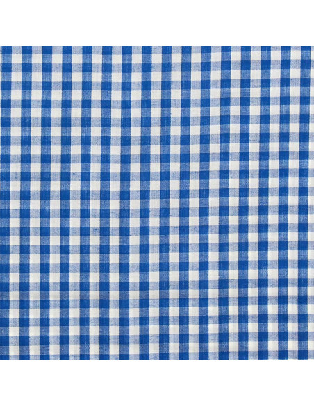 Tissu popeline de coton - Vichy grands carreaux - Bleu