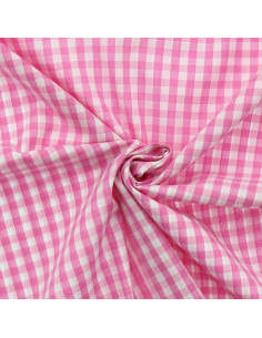 Tissu popeline de coton - Vichy grands carreaux - Rose