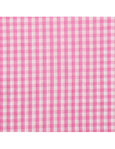 Tissu popeline de coton - Vichy grands carreaux - Rose