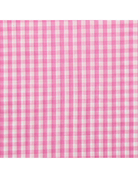Tissu popeline de coton - Vichy grands carreaux - Rose