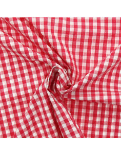 Tissu popeline de coton - Vichy grands carreaux - Framboise