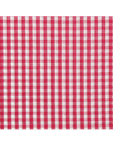 Tissu popeline de coton - Vichy grands carreaux - Framboise