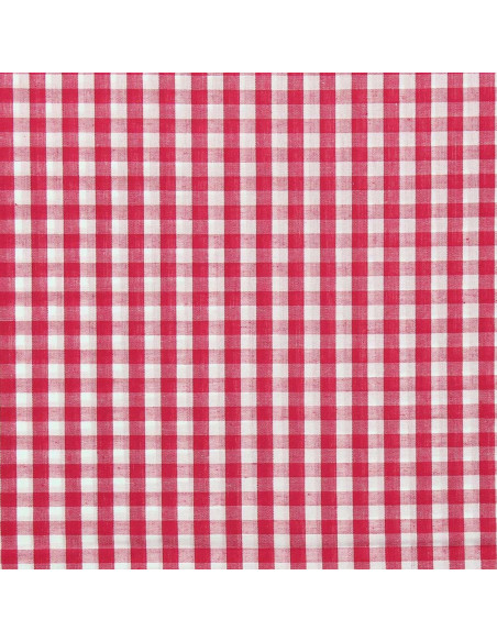 Tissu popeline de coton - Vichy grands carreaux - Framboise