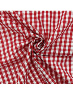 Tissu popeline de coton - Vichy grands carreaux - Rouge