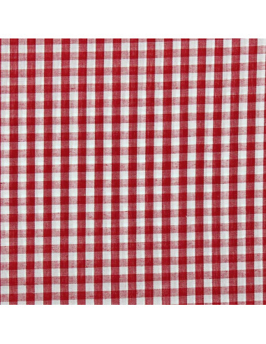 Tissu popeline de coton - Vichy grands carreaux - Rouge
